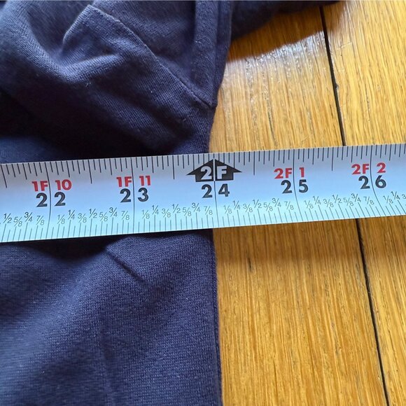 Eileen Fisher Size M Navy Blue Oversized Velvet Trim Hoodie Sweatshirt Pullover - Picture 13 of 16